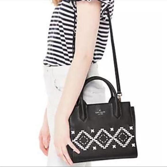 Kate Spade Merriweather Black & White Flynn Satchel - Picture 1 of 7